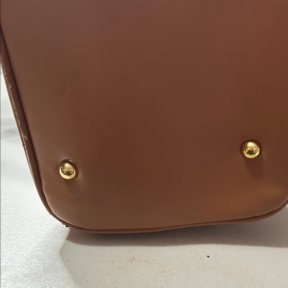 Joy & Iman White and Tan Satchel with Gold Chain
